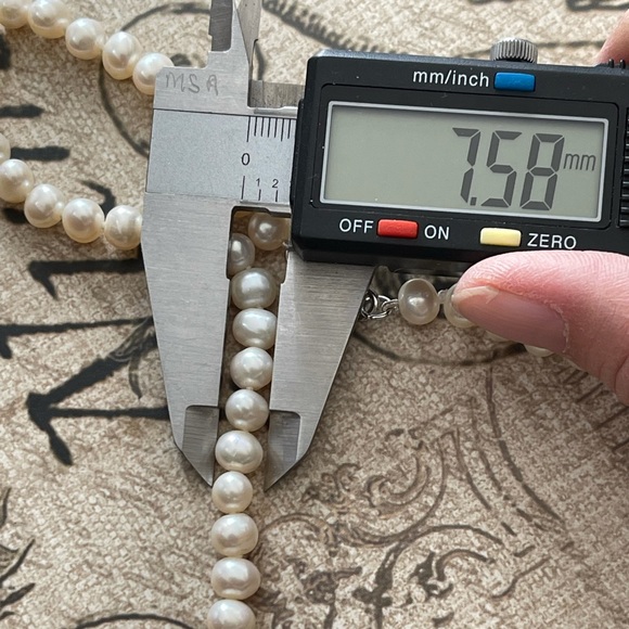 Cultured freshwater 7.5mm pearl sterling silver necklace - Picture 8 of 8